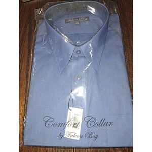 New Size 17 Falcon Bay French Blue Long Sleeve Button Dress Shirt w Collar NWT